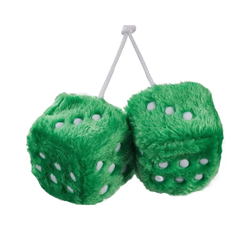 Dés en Peluche pour Rétroviseur de Voiture Couleur Vert