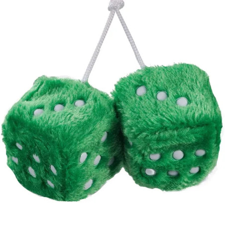 Dés en Peluche pour Rétroviseur de Voiture Couleur Vert