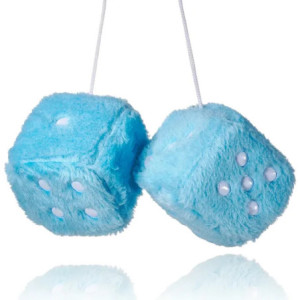 Dés en Peluche pour Rétroviseur de Voiture Couleur Bleu Ciel