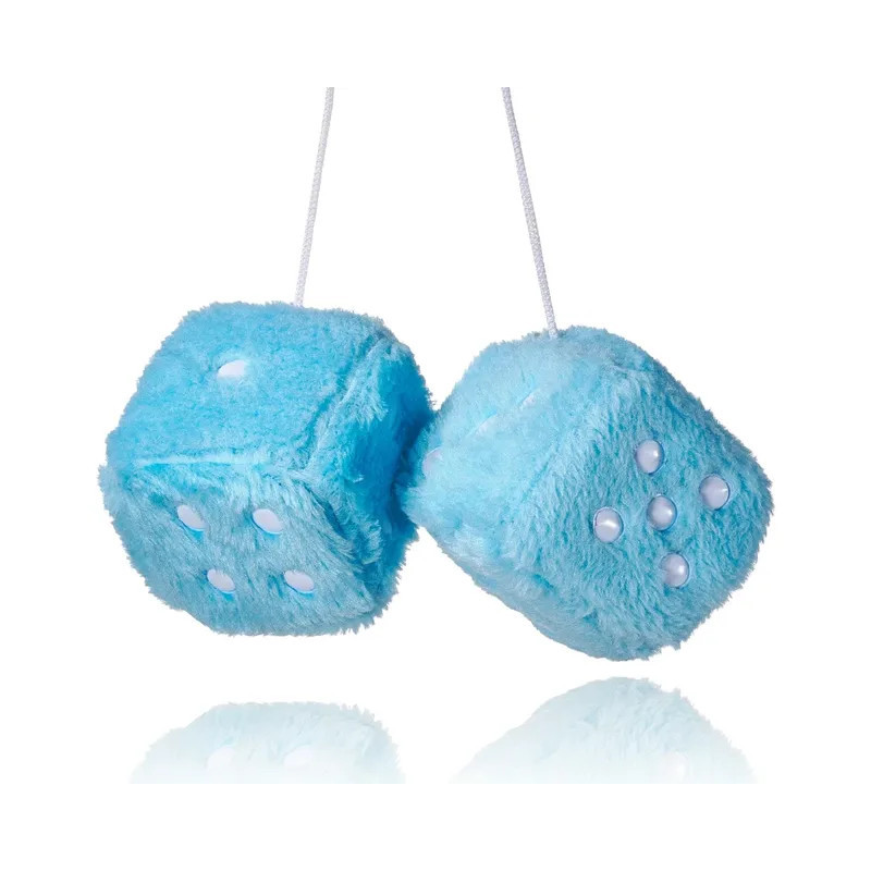 Dés en Peluche pour Rétroviseur de Voiture Couleur Bleu Ciel