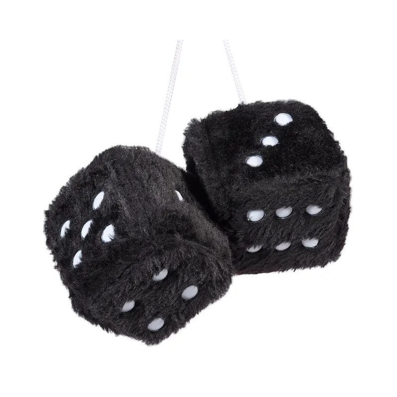 Dés en Peluche pour Rétroviseur de Voiture Couleur Gris Foncé