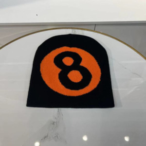 Bonnet en Tricot avec Boule de Billard Numéro 8 Couleur Orange