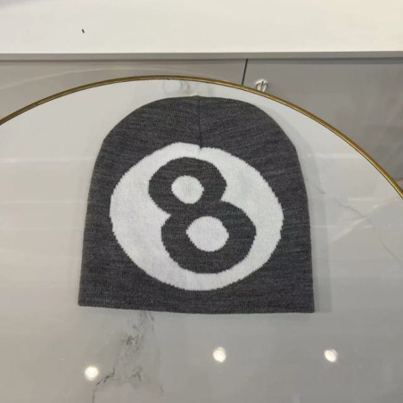 Bonnet en Tricot avec Boule de Billard Numéro 8 Couleur Gris Foncé
