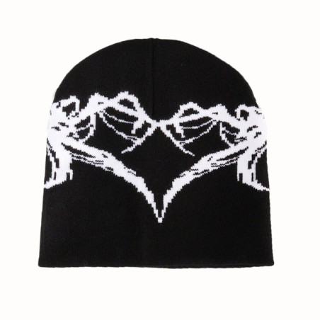 Bonnet Gothique Coeur en Toile d'Araignée Couleur Noir