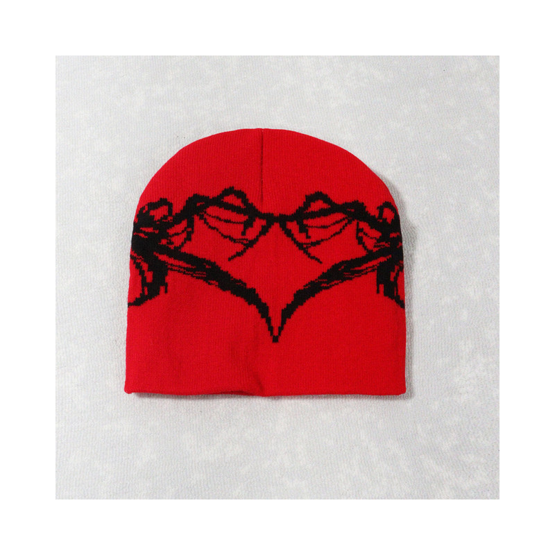Bonnet Gothique Coeur en Toile d'Araignée Couleur Rouge