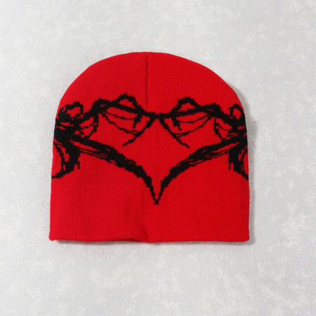 Bonnet Gothique Coeur en Toile d'Araignée Couleur Rouge