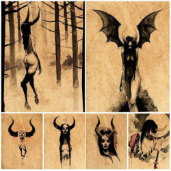Poster tête de mort amie du diable hérétique ou sorcière