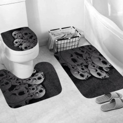 Rideau de douche tête de mort 3D Polyester ensemble 3 pièces