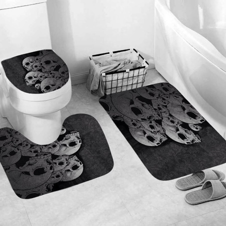 Rideau de douche tête de mort 3D Polyester ensemble 3 pièces