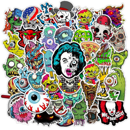 Autocollants Tête de Mort Crânes Zombies Cartoon Skate