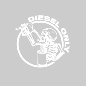 Autocollant Bouchon d'Essence Squelette Diesel Only Couleur Blanc