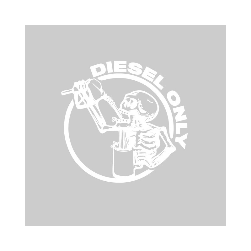 Autocollant Bouchon d'Essence Squelette Diesel Only Couleur Blanc