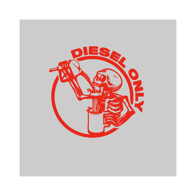 Autocollant Bouchon d'Essence Squelette Diesel Only Couleur Rouge