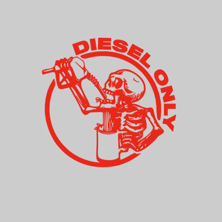 Autocollant Bouchon d'Essence Squelette Diesel Only Couleur Rouge