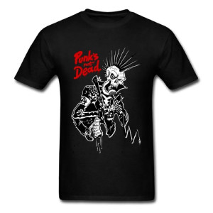 T-shirt Tête de Mort Punk Rock - Punk is NOT Dead - Couleur Noir