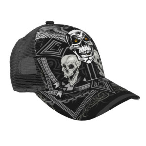 Vue Côté Casquette Tête de Mort Gothique Crâne Ailé