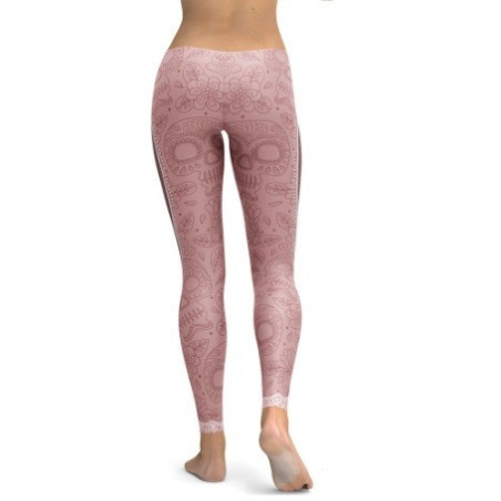 Vue arrière Legging Tête de Mort Rose
