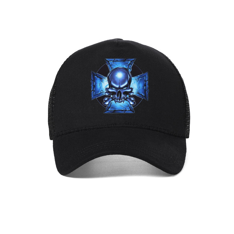 Casquette Tête de Mort Crâne Maléfique Croix de Fer Noir