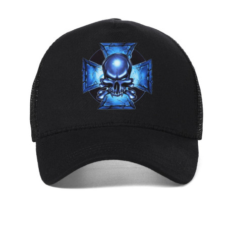 Casquette Tête de Mort Crâne Maléfique Croix de Fer Noir