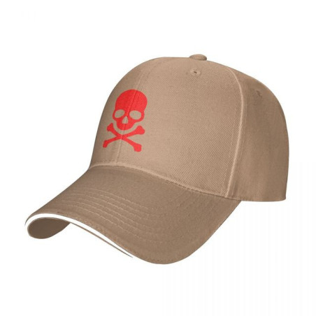 Casquette Tête de Mort Skull Rouge Couleur Beige