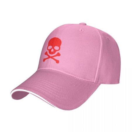 Casquette Tête de Mort Skull Rouge Couleur Rose
