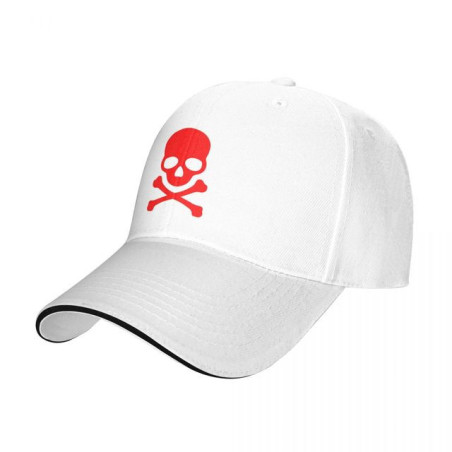 Casquette Tête de Mort Skull Rouge Couleur Blanc