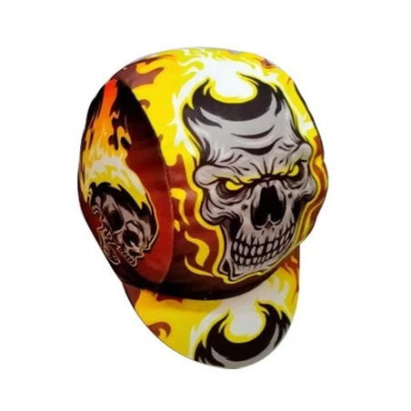 Casquette de Cyclisme "Flame Skull" avec Crâne de Feu
