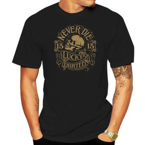 T-shirt Tête de Mort "Lucky 13 Never Die" - Style Rebelle et Confort