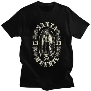 T-shirt Tête de Mort Santa Muerte Lucky 13 Couleur Noir