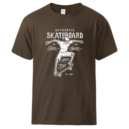 T-shirt Tête de Mort Skate Or Die Couleur Marron