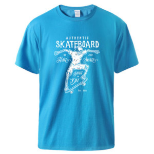 T-shirt Tête de Mort Skate Or Die Couleur Bleu Ciel