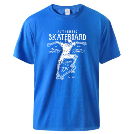 T-shirt Tête de Mort Skate Or Die Couleur Bleu