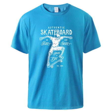 T-shirt Tête de Mort Skate Or Die Couleur Bleu Ciel