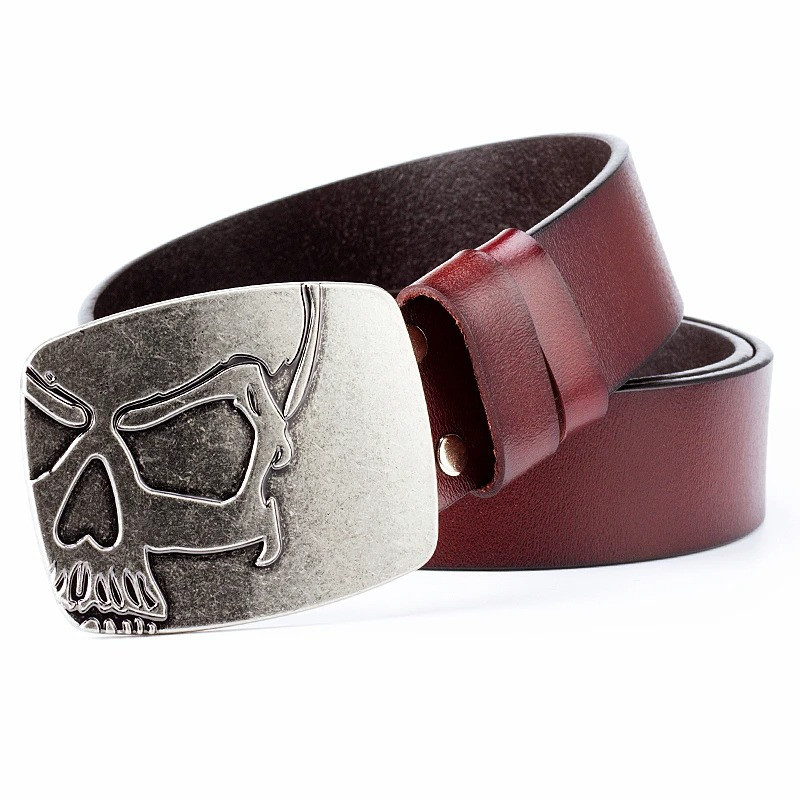 Ceinture Boucle Tête de Mort - couleur rouge