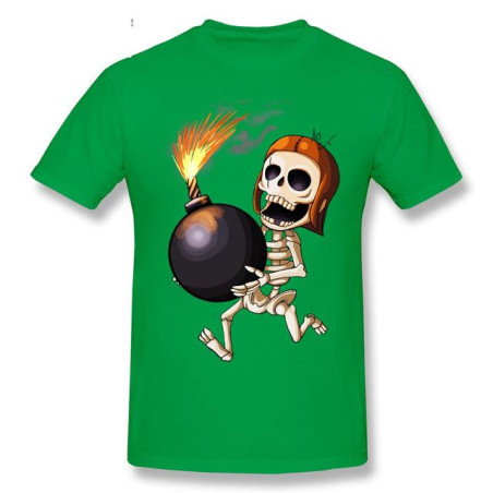 T-Shirt Tête de Mort Squelette Amusant Skull And Bones Couleur Vert