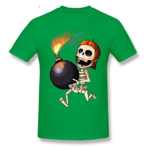 T-Shirt Tête de Mort Squelette Amusant Skull And Bones Couleur Vert