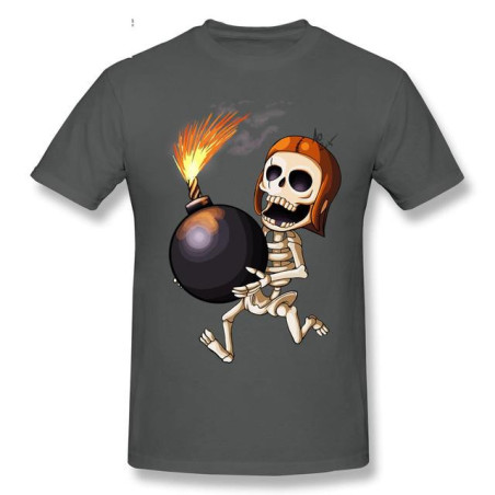 T-Shirt Tête de Mort Squelette Amusant Skull And Bones Couleur Gris Foncé