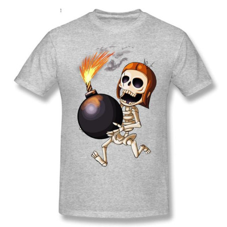T-Shirt Tête de Mort Squelette Amusant Skull And Bones Couleur Gris
