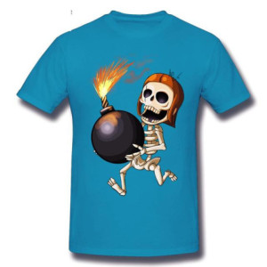 T-Shirt Tête de Mort Squelette Amusant Skull And Bones Couleur Bleu Ciel