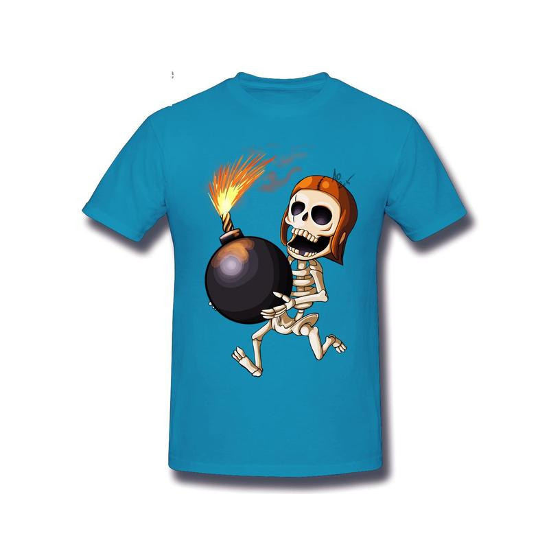 T-Shirt Tête de Mort Squelette Amusant Skull And Bones Couleur Bleu Ciel