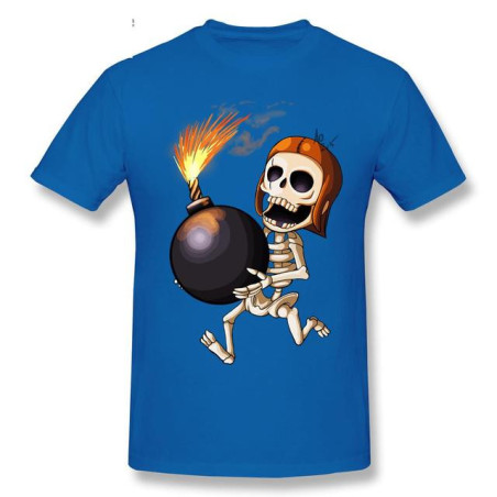 T-Shirt Tête de Mort Squelette Amusant Skull And Bones Couleur Bleu