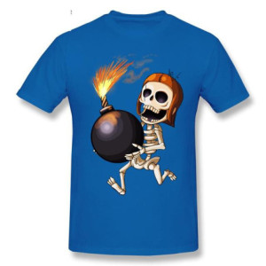 T-Shirt Tête de Mort Squelette Amusant Skull And Bones Couleur Bleu