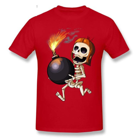 T-Shirt Tête de Mort Squelette Amusant Skull And Bones Couleur Rouge