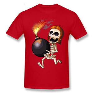 T-Shirt Tête de Mort Squelette Amusant Skull And Bones Couleur Rouge