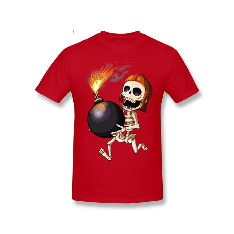 T-Shirt Tête de Mort Squelette Amusant Skull And Bones Couleur Rouge