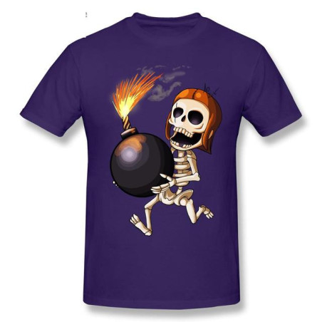 T-Shirt Tête de Mort Squelette Amusant Skull And Bones Couleur Violet
