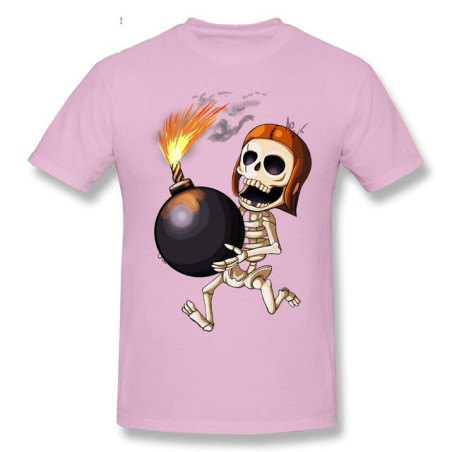 T-Shirt Tête de Mort Squelette Amusant Skull And Bones Couleur Rose