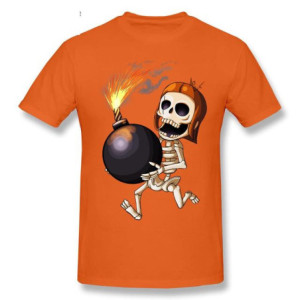 T-Shirt Tête de Mort Squelette Amusant Skull And Bones Couleur Orange