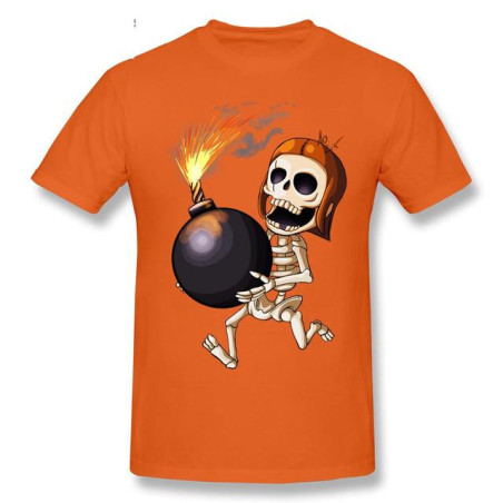 T-Shirt Tête de Mort Squelette Amusant Skull And Bones Couleur Orange