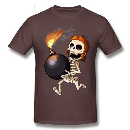 T-Shirt Tête de Mort Squelette Amusant Skull And Bones Couleur Marron